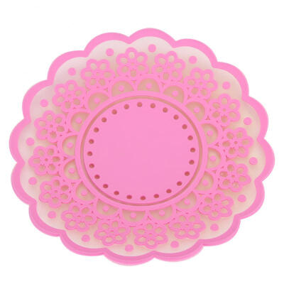 

Greensen Silicone Coasters Tea Cup Mat Lace Silicone Trivet for Drinks Tea Pink