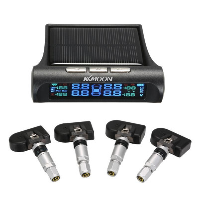 

KKmoon TPMS Wireless Real-time Tire Pressure Monitoring System Solar Energy with Voice Prompt LCD Display 4 External Sensors Alarm