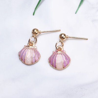 

EK697 Hot Sale Sweet Natural Shell Drop Earrings For Women Enamel Drip Beach Earring DIY Wedding Jewelry Accessories Cute Gift