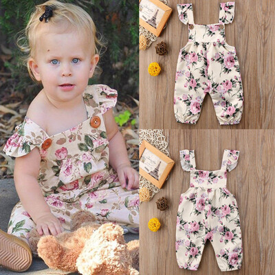 

Infant Baby Girls Sleeveless Floral Print Jumpsuit Romper Outfits Clothes