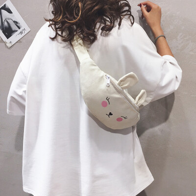 

Ins pocket female 2019 new Korean version of the wild cute canvas shoulder slung packet leisure sports chest bag tide