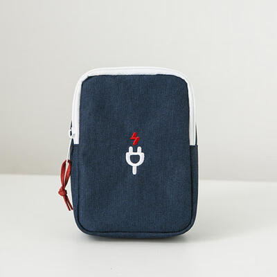 

Portable Zipper Nylon Cable Storage Bag Square Wire Organizer Travel Bag For Cables And Portable Power Bank