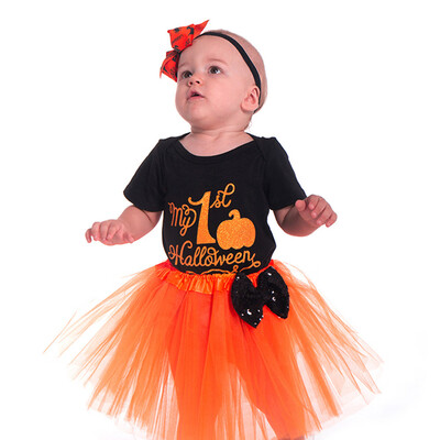 

Toddler Baby Girls Letter Romper Jumpsuit Skirt Halloween Costume Outfits Set