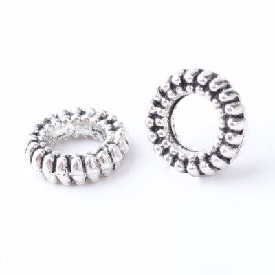 

Tibetan Style Alloy European Beads Large Hole Beads Ring Cadmium Free & Lead Free Antique Silver 8x2mm