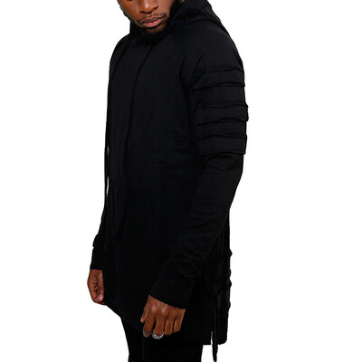 

Toponeto Men Splicing Autumn Winter Pleats Slim Fit Raglan Long Sleeve Hoodie Top Blouse