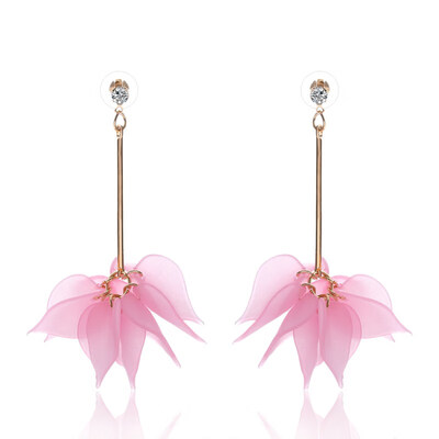 

EK455 Newest Lady Colorful Elegant Women Crystal Flower Colorful Drop Long Dangle Earrings Wedding Jewelry Hyperbole Best Gift