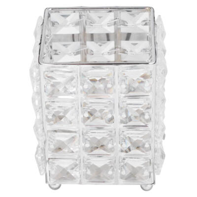 

Elegant Metal Crystal Makeup Brush Storage Tube Cosmetic Pen Box Organizer