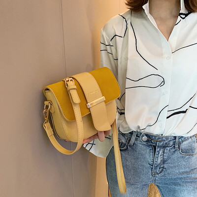 

Belt decoration color matching saddle bag female new shoulder bag mini fashion simple casual Messenger bag