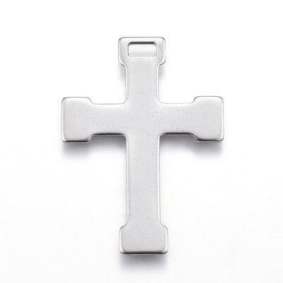 

304 Stainless Steel Pendants Cross Stainless Steel Color 305x22x1mm Hole 2x4mm