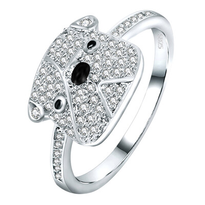 

Fashion Charming Lovely French Bulldog Pugs Wrap Ring Cute Dog Diamond Rings for Women Unisex Punk Jewelry
