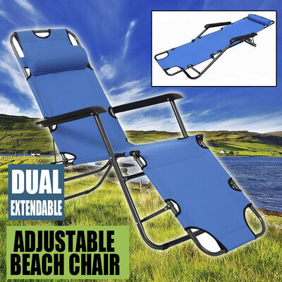 

Outdoor Sun Chaise Lounge Recliner Patio Camping Cot Bed Beach Pool Chair Fold