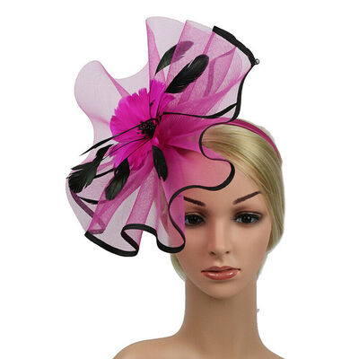 

Wedding Fascinator Headband Feather Flower Top Hat Lady Party Hair Accessories