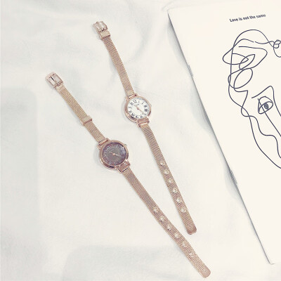 

Watch Female Student Simple Uzzang Silk Watchband Literature&Art Xiao Qingxinsen Department Baitao Retro College Style