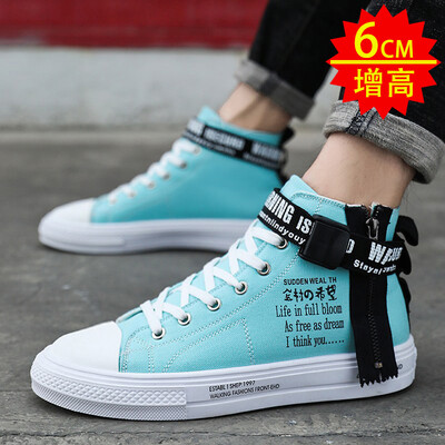 

Mens Shoes Autumn Korean version of high-top canvas sneakers casual studentsblack tide shoes
