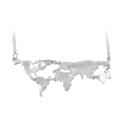 

2019 New Fashion Gold Silver Black World Map Pendant Necklace World Continents Necklace Personality Gift