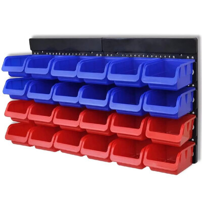 

Wall Mounted Garage Tool Organizer 2 pcs Blue & Red