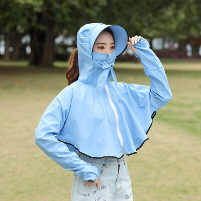 

Sunscreen womens short jacket new shawl long-sleeved UV electric car sunscreen thin student Korean version