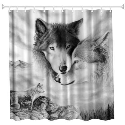 

Couple Wolves Polyester Shower Curtain Bathroom Curtain High Definition 3D Printing Water-Proof