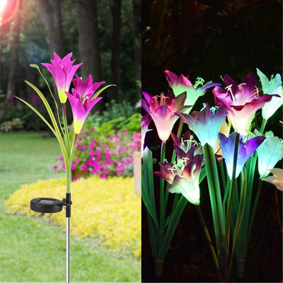 

〖Follure〗2 Pcs Lily Flower Solar Powered Garden Stake Lights Artificial Flowers LED Light