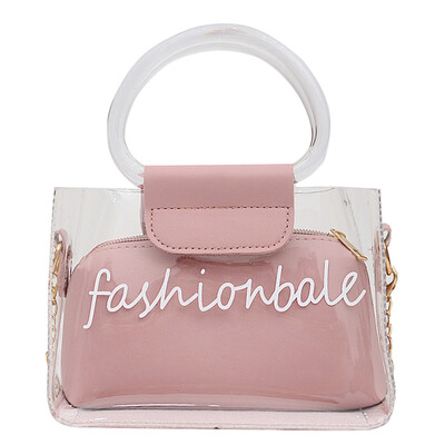 

Tailored Women Summer Small Bag Transparent Jelly Bag Wild Simple Shoulder Bag Set 2pcs