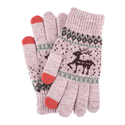 

Christmas Deer Knitted Gloves Women Thicken Touch Screen Gloves Winter Warm Snow Elk Full Finger Mittens Xmas Gift