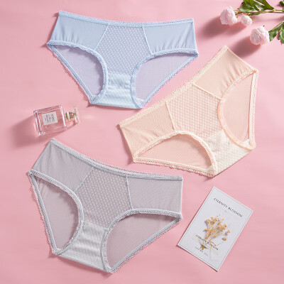 

Urban beauty underwear women 19 new low waist light breathable mesh bacteriostatic 3 strips combination underwear ZK9A21 skin gray black