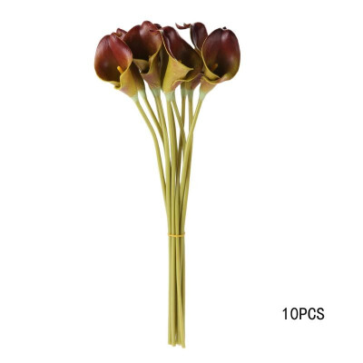 

10pcs Calla Bridal Wedding Bouquet Latex Real Feeling Flower Wine Red