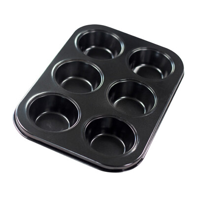 

2019 Hot Sale Baking Dish Round Non Stick Carbon Steel Bakeware 6 Cups Cake Cupcake Mold Pan Cookie Baking Pan
