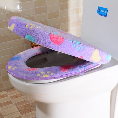 

Thick Coral Velvet Luxury Toilet Seat Cover Set Soft Warm Toilet Case Waterproof Bathroom Wc Cover