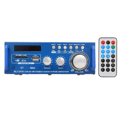 

12V 220V Mini Audio Power Amplifier BT Digital Audio Receiver AMP USB SD Slot MP3 Player FM Radio LCD Display with Remote Contro