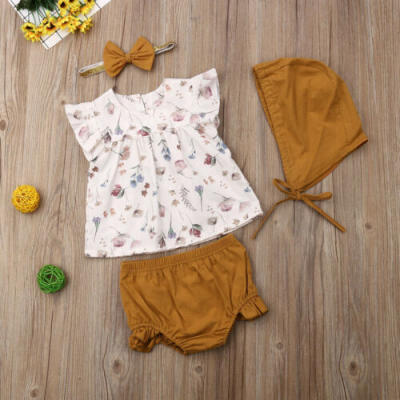 

Cute Newborn Kid Baby Girl Clothes Short Sleeve Floral Tops Shorts Outfits Set