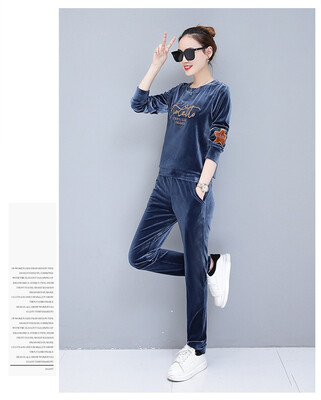 

Womens 2018 spring&autumn new round collar cover head fashionable leisure womens sweater two-piece set