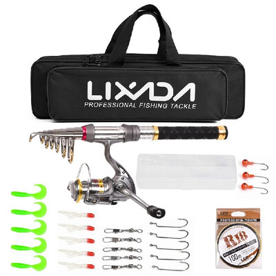 

Fishing Rod Reel Combo Carbon Fiber Telescopic Fishing Pole Spinning Reels Fishing Carrier Bag 100M Fishing Line Lures Hooks Jig H