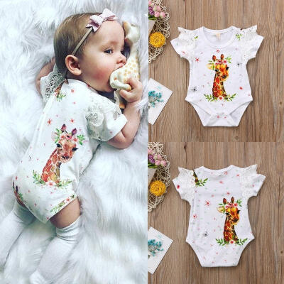 

Newborn Infant Baby Girls Lace Deer Romper Bodysuit Jumpsuit Outfits Clothes Set