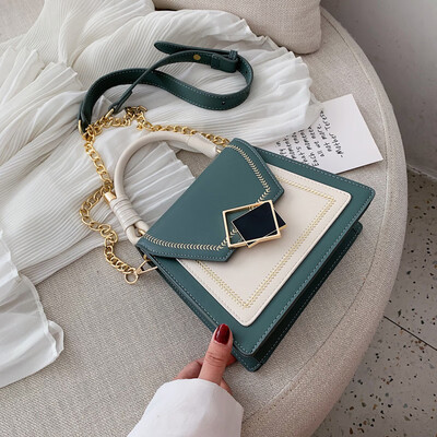 

2019 the new Korean version of the chain small square bag 100 leisure student bag slanted color slant female bag tide