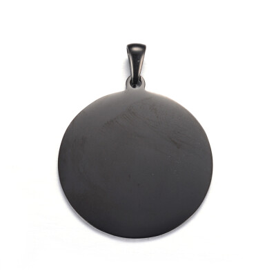 

304 Stainless Steel Pendants Blank Stamping Tag Flat Round Gunmetal 33x30x1mm Hole 7x3mm