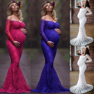 

Schwangere Frauen schnüren sich langes Maxi-Kleid-Mutterschaftsfotografie-Kleid