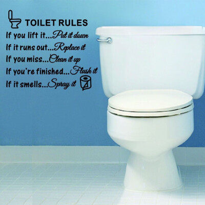 

Gobestart DIY Toilet Rules Bathroom Toilet Wall Sticker Vinyl Art Decals Home Decoration