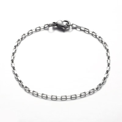 

316 Stainless Steel Box Chain Bracelets with 304 Stainless Steel Lobster Claw Clasps Stainless Steel Color 190mm