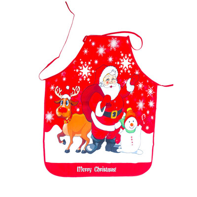 

1X Christmas Apron With Deer Snowman Print Kitchen Baking Restaurant Bib 60x80cm
