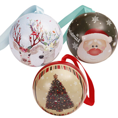 

Toponeto Tinplate Round Ball Boxes Galaxy Reindeer Santa Tree Hanging Decorations Party