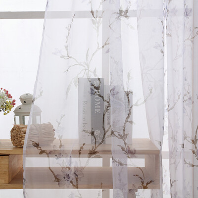 

Gobestart 1 PCS Floral Tulle Door Window Curtain Drape Panel Sheer Scarf Valances