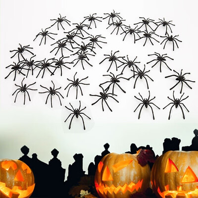 

30pcs Black Halloween Spider Party Supplies Decoration Plastic Scary Prank Toy