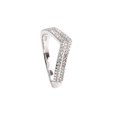 

Exquisite Simple Fashion V-Shape Diamond Wedding Ring Elegant Luxury Silver Crystal Engagement Rings Women Charm Accessories Gifts