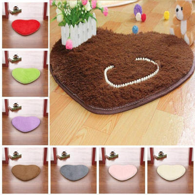 

Home Heart Shaped Fluffy Anti-Skid Shaggy Area Rug Room Bedroom Carpet Floor Mat
