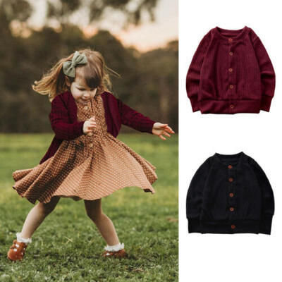 

Autumn Toddler Baby Girls Knitted Cardigan Sweater Coat Long Sleeve Tops Outwear