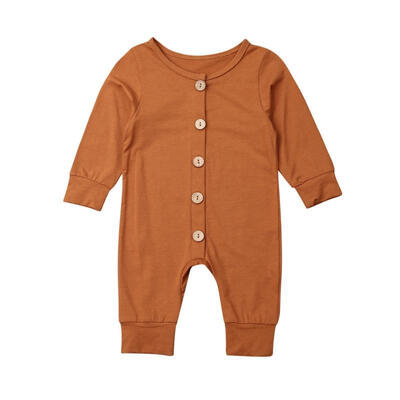 

Infant Kids Clothing Baby Boys Girls Cute Solid Color Buttons Romper Jumpsuit Bodysuit Top Outfits Clothes 0-18M
