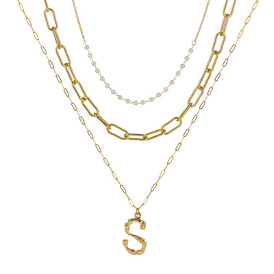 

Tiny Pearl A-Z Fashion Personalized Letter Alphabet Pendant Necklace Gold Color Chain Initial Bib Charms For Women Jewelry