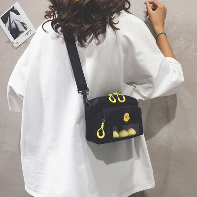 

Cartoon cute small bag female 2019 new Korean version of the wild student canvas shoulder Messenger bag foreign girl bag