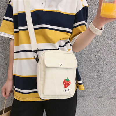 

Small bag fashion canvas bag woman single shoulder oblique satchel student summer Tianbai ins department